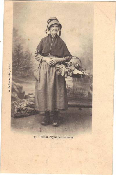 Vecchia Cartolina Postale Creusoise 23 Creuse Folklore Costume