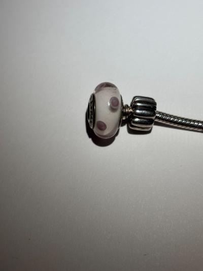 PANDORA | PINK POLKA DOTS MURANO CHARM  NEW  790618 RARE RETIRED 925 ALE SILVER