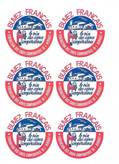 6 autocollants   Buvez fran�ais   coop�ratives   papier �tanche ind�chirable