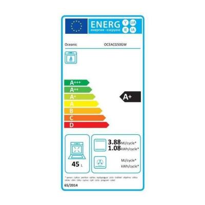 Cuisiniere gaz OCEANIC OCEACG50GW   4 feux   L49,8 xP61 xH 86 cm   Blanc