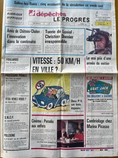VANESSA PARADIS (VERSO)   LE PROGRES DU 7 NOVEMBRE 1989
