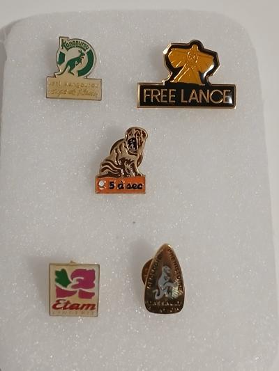 Lot 5 Pin s Pub Vintage Ann�e 80 90 Free Lance Etam 5 a Sec Dassault Complet TBE