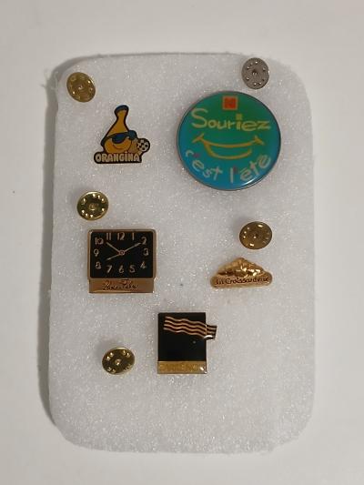 Lot 5 Pin s Pub Vintage Ann�es 80 90 Kodak Orangina Croissanterie Complet TBE