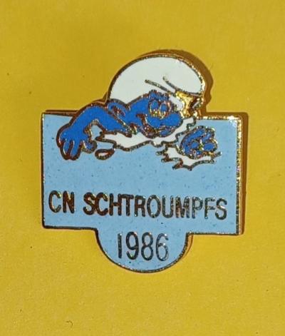 PIN'S SCHTROUMPF CN 1986 NAGE DE GENEVE SUISSE SCHLUMPFE SCHLUMF PITUFOS SMURF