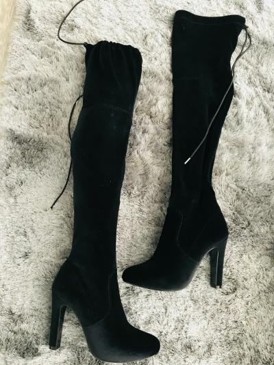 MARIAMARE Cuissarde aus Wildleder Schwarz Damen, EUR 36, Stabile Absatz