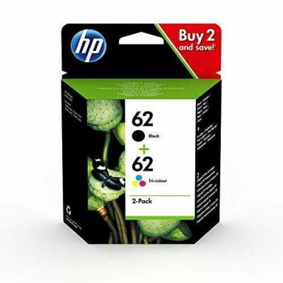 HP 62 Pack de 2 Cartouches d'Encre   Noir, Cyan, Magenta, Jaune Date 2027