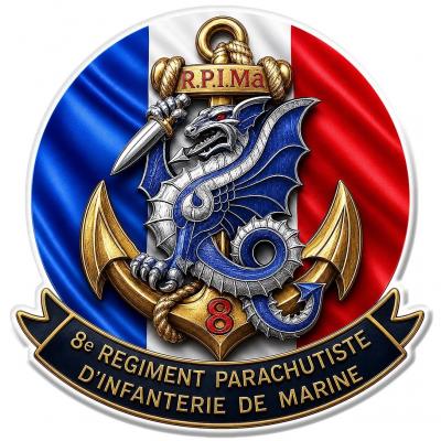 AUTOCOLLANT  INSIGNE MILITAIRE 8� RPIMA PARACHUTISTE INFANTERIE MARINE RZ113