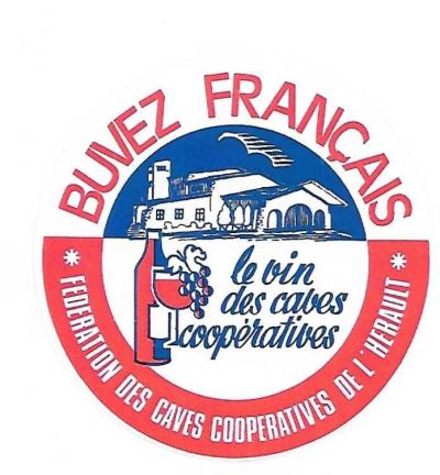 Autocollant   buvez fran�ais   caves coop�ratives   8 cm   ind�chirable