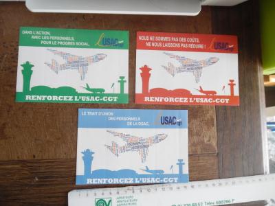 3 autocollant aviation renforcez l'usac cgt recrutement fonction publique