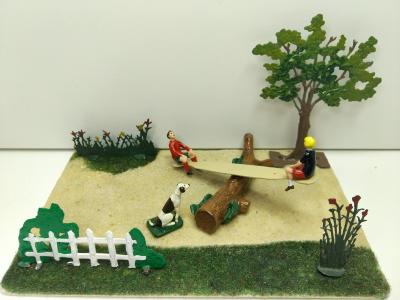 Diorama   La Balan�oire (d�cor avec figurines Britains)
