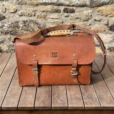 Sacoche d �lectricien - technicien en cuir ancienne EDF GDF