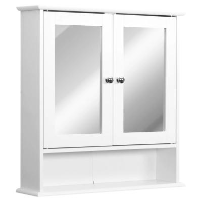 Armoire Murale Salle Bain 56x13x58cm MDF Blanc Double Porte Miroir �tag�re 20kg