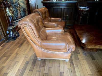 Canap� Cuir Et 2 Fauteuils