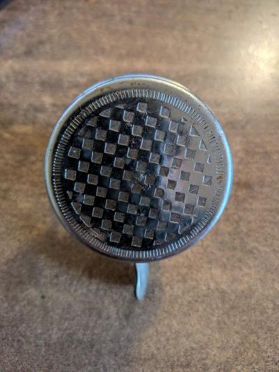 Sonnette V�lo Ancienne Vintage M�tal Chrom�   Motif Damier   Timbre Collection