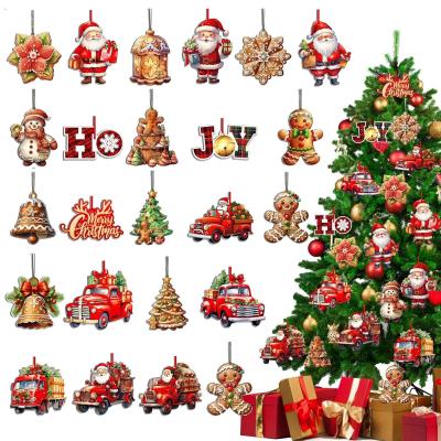 24 Pi�ces Decoration Noel Sapin Bois, Decoration Sapin de Noel en Bois, Deco ...