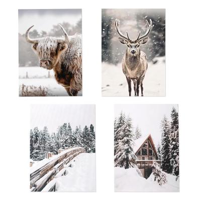 Lot de 4 tableaux muraux d'hiver sans cadre  D�coration de No�l  D�coration d...