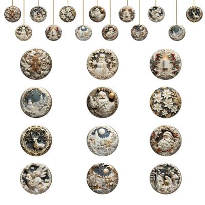 24Pcs D�coration No�l Bois, 12 Mod�les sur Th�me de Noel Deco Sapin avec Cord...