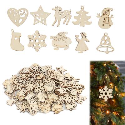 100 Pcs D�coration No�l Bois, Pendentifs en Bois pour Sapin de No�l, Ornement...