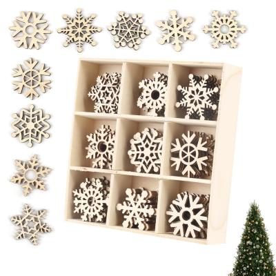 Lot de 72 d�corations de sapin de No�l en bois  Motif flocons de neige  D�cor...