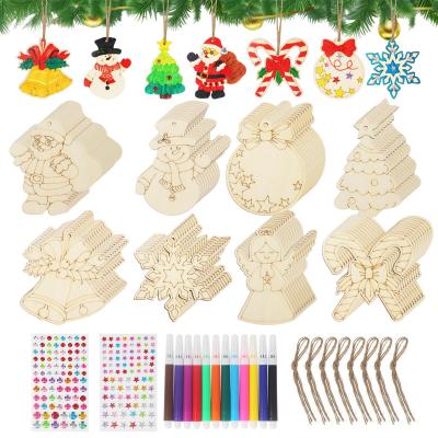 80 d�corations de No�l en Bois � colorier, kit de Bricolage en Bois pour Enfa...