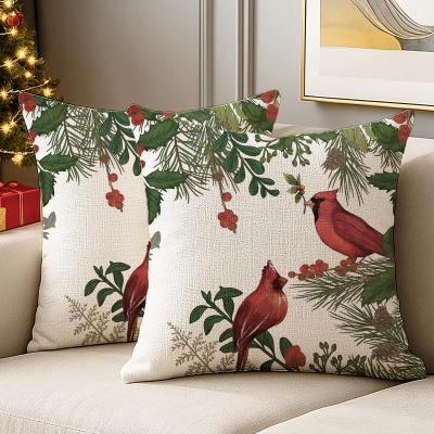 Coussin No�l Vert Fleurs 40x40 cm, Set de 2, avec Pommes de Pin, D�coration d...