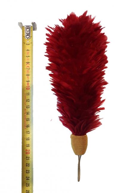 Plumet rouge pour casque  Cuirassier, avec son olive  en cannetille. Lot 4.