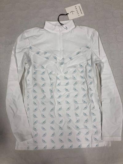 Polo �quitation Laguso Vivien Fan Femme Taille M Blanc Manches Longues Comp�titi