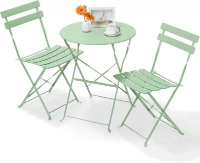 Salon Jardin Bistro 3 Pi�ces Table Chaises Acier Pliant Balcon Patio