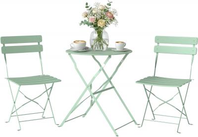 Salon Bistrot Jardin 3 Pi�ces Table 2 Chaises Pliantes M�tal Antirouille