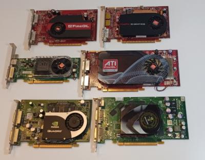 Lot 6 Cartes Graphiques Vintage   Quadro FX, FirePro, FireGL   PCIe   Test� OK