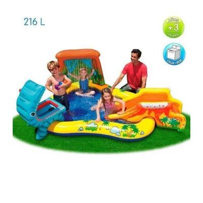INTEX Piscine gonflable Enfant - Aire De Jeux aquatique Dinosaure 249 x 191 x