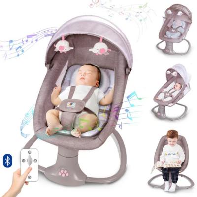 Balancelle B�b� �lectrique 3 en 1 Rose Transat Bluetooth T�l�commande 5 Vitesses