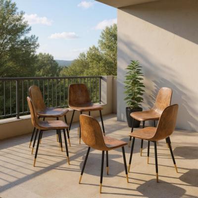 6PCS Chaises de Jardin en Su�de, Chaise Ext�rieure Marron, Style Contemporain...