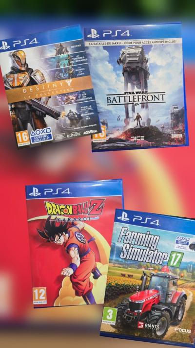 Lot 4 jeux PS4 Dragon Ball Z Kakarot Destiny Battlefront Farming Simulator 17