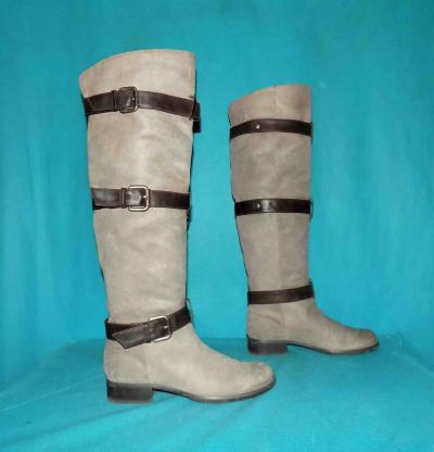 One Step Stiefel Reiter Hoch IN Leder Grau Gr��e