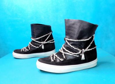 IKKII Leather Black Ankle Boots Bottines EU 40 For Women