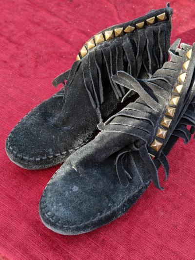 Bottes en cuir daim noir femme taille 38 | Excellent �tat | Vintage