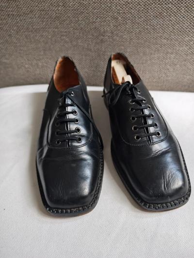 Chaussures femme Charles Kammer vintage cuir noir derby carr� excellent �tat