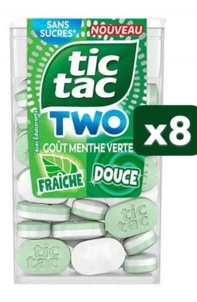 LOT DE 8  bo�te de TIC TAC Two sans sucre Duo menthe verte 38,5g