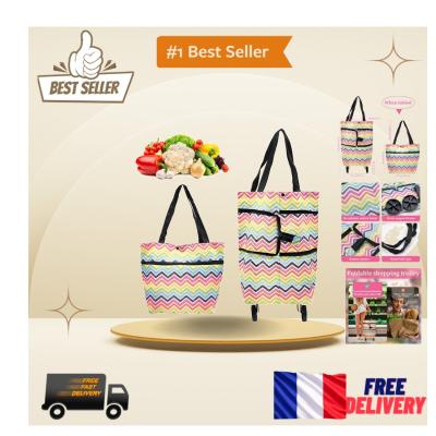Sacs de Courses Pliables avec Roulettes   Id�al pour Supermarch� et Voyage