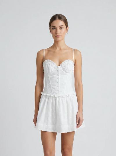 Robe mini blanche style corset   For Love & Lemons