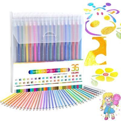 Lot de 36 stylos � encre gel m�tallique � paillettes avec pointe de 1 mm, sty...
