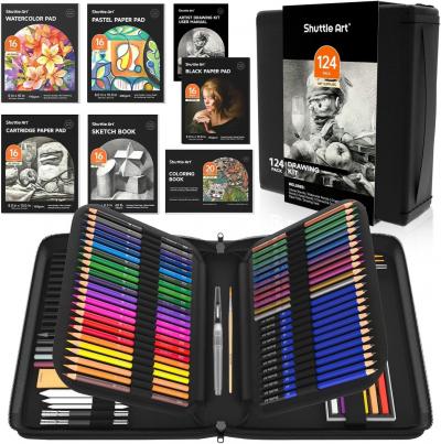 Kit Dessin Professionnel 124 Pi�ces, Lot de Crayons de Couleurs avec Crayons ...