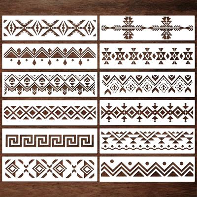 Lot de 12 Pochoirs Style Azt�que Peinture,Mod�les pour Dessin R�utilisable DI...