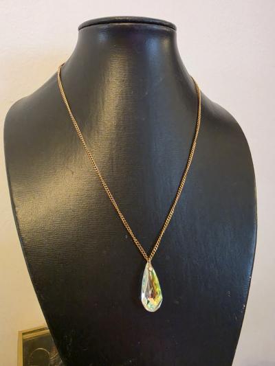 Super collier pendentif baccarat Goutte D'eau cristal