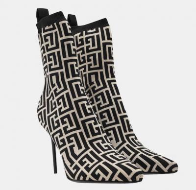 Bottines Balmain Paris Skye Monogramme Noir-Ivoire Taille 39 Neuves avec bo�te.