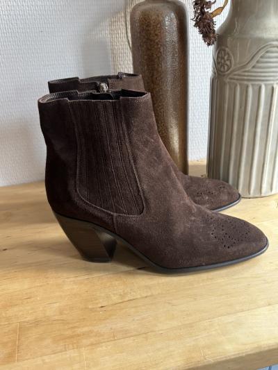FREE LANCE Brown Suede Cowboy Boots 39.5 Western Festival Luxury Boots