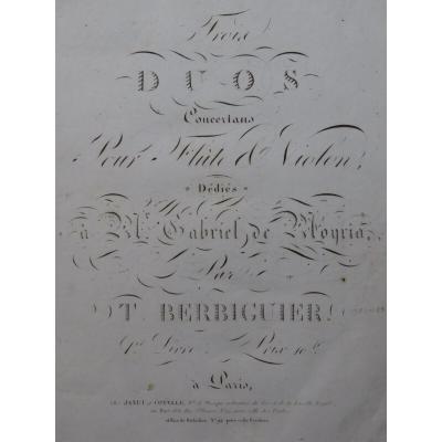 Berbiguier Tranquil Three Concert Duos Book 1 Flute Violin Ca1818