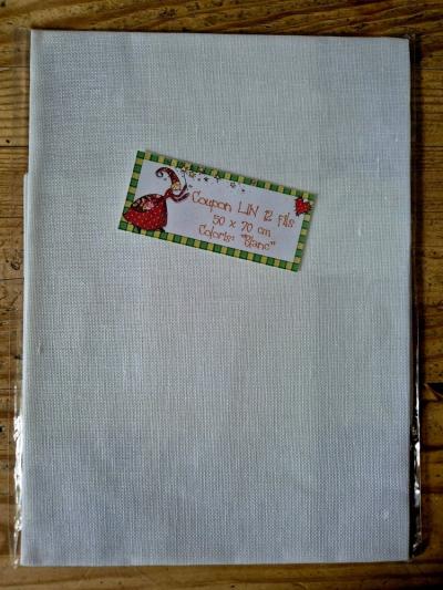 Toile De Lin Blanche 12 Fils 50 x 70 cm Broderie Point De Croix