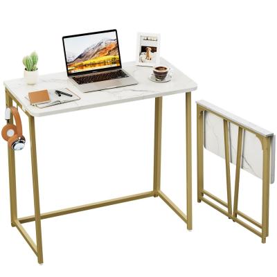 Petit Bureau Pliable en marbre Blanc de 80 cm pour Petits espaces avec Pieds ...